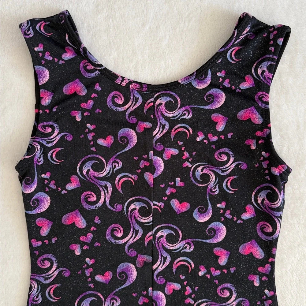 {Danskin} Freestyle | Heart Shimmer Gymnastics Dance Biketard Leotard (M 7/8)